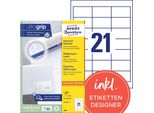 Avery Zweckform 3670 - Etiketten - Weiß - 36 X 64 Mm - 2100 Etikett(En) (100 Bogen X 21) (3670)