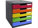Exacompta 301798D Cassettiera Exacompta Modulo A4, 5 Cassetti, Arlecchino