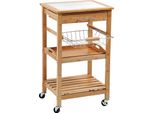 Carrello Da Cucina Kesper Carrello Portavivande In Bambù Con Piastrelle + Vassoio, 25776