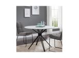 Casadolce Tavolo Da Pranzo Sanmode, 100X100X75 Cm, Bianco E Nero, Metallo E Legno, Rotondo