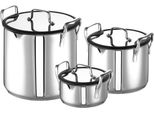 Rohe Germany Set Di Padelle Bobby, Acciaio Inox, 3 Pezzi, Padelle Ø 20, 24 E 28 Cm, Induzione