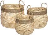 Set Di 3 Cesti Con Manici Traforati "Corde"" - Bambù - Naturale - Atmosphera CréAteur D'intéRieur"