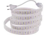 Striscia Led, Tre File, Super Luminosa, Bianco Caldo, Spina Ue 220 V, 8 M