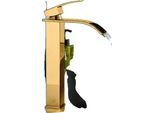 Miscelatore Per Lavabo, Design A Cascata, Nero Opaco, Oro A