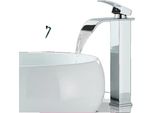 Miscelatore Per Lavabo, Design A Cascata, Nero Opaco, Cromo A