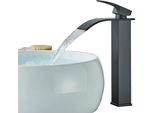 Miscelatore Per Lavabo, Design A Cascata, Nero Opaco
