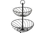 Etagere A Cesto Di Frutta, 2 Livelli, Metallo, H. 30 Cm