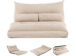 Costway Divano Pieghevole Da Pavimento, Divano Letto 3 In 1 Con Funzione Letto E Schienale Regolabile, Divano Letto Con 2 Cuscini Lombari, Poltrona Letto Pieghevole Per Soggiorno E Camera Da Letto (Beige)