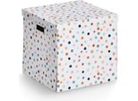 Zeller 14476 Zeller Dots Aufbewahrungsbox Weiß, Mit Punkten 33,5 X 33,0 X 32,0 Cm