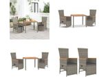 Vidaxl Set Da Pranzo Da Giardino 3 Pezzi Con Cuscini In Poly Rattan Grigio - Set Da Pranzo Da Giardino - Set Da Pranzo Da Giardino - Set Da Pranzo Da Terrazza