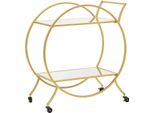 Carrello Bar In Metallo Dorato Con Ripiani A Specchio Globe