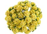 Rosen Aperto 25 Mm 25 Pz. Fiori Di Carta Di Gelso Per Scrapbooking, Giallo