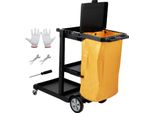 Succebuy Carrello Per Pulizie Commerciali A 3 Ripiani, Portata 200 Lbs, Carrello In Plastica Per Pulizie Domestiche Con Sacco In Pvc Da 25 Galloni E Coperchio, 120X51X98 Cm, Giallo E Nero, Carrello Multiuso Per Impieghi Gravosi