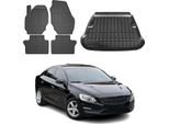 Set Di Tappetini E Rivestimenti Per Il Bagagliaio Per Volvo S60 2011-2025 In Gomma Tpe Nero 5X