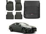 Set Di Tappetini E Fodere Per Bagagliaio Omac Per Audi A7 C8 2018-2025 In Gomma Nera 5X