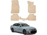 2019-2025 Bmw Serie 3 Berlina Touring G20 G21 Tappetini In Gomma Beige 4 Pz