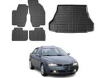 Set Tappetini E Fodera Bagagliaio Per Alfa Romeo 156 1997-2005 Notchback In Gomma 5X