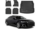 Set Di Tappetini E Fodere Per Bagagliaio Omac Per Audi A8 D4 2009-2018 In Gomma Nera 5X