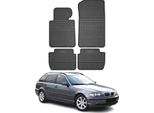 1998-2005 Bmw Serie 3 Limo Touring E46 Tappetini In Gomma Nera 4 Pz