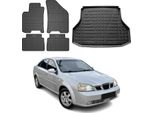 Set Di Tappetini E Fodere Per Il Bagagliaio Per Chevrolet Lacetti 2003-2011 In Gomma Nera 5X