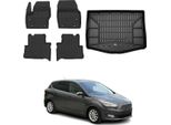 Set Di Tappetini E Fodere Per Bagagliaio Omac Per Ford C-Max 2010-2019 In Gomma Nera 5X