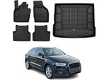 Set Di Tappetini E Fodere Per Bagagliaio Omac Per Audi Q3 8U 2011-2018 In Gomma Nera 5X