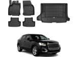Set Di Tappetini E Fodere Per Bagagliaio Omac Per Audi Q2 2016-2020 In Gomma Tpe Nero 5X
