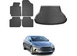 Set Di Tappetini E Fodere Per Il Bagagliaio Per Hyundai Elantra 2010-2015 In Gomma Nera 5X