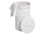 WäSchekorb MCW-C21, Laundry WäSchebox WäSchesammler WäSchebehäLter WäSchetonne, Bambus Rund 59X35Cm 50L ~ Weiß