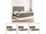 The Living Store Struttura Letto Con Testiera In Tessuto Taupe 180X200 Cm