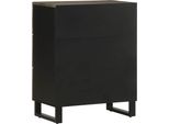 Vidaxl Credenze 2 Pezzi Nero 60X33X75 Cm Legno Massiccio Mango