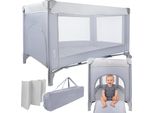 Malplay Lettino Da Viaggio, Box Per Bambini, Borsa Materasso Luno 60X120Cm Grigio Con Ruote, Apertura Rapida