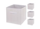 4Er-Set Faltbox MCW-C21, Korb Aufbewahrungskorb Ordnungsbox Sortierbox Aufbewahrungsbox, Bambus 32X32X32Cm ~ Weiß
