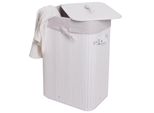 WäSchekorb MCW-C21, Laundry WäSchebox WäSchesammler WäSchebehäLter WäSchetonne, Bambus 61X43X32Cm 70L ~ Weiß