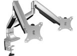 Raidsonic Icy Box IB-MS504-T - Supporto Da Tavolo Per 2 Monitor (Braccio Regolabile) - Nero, Argento - Dimensioni Dello Schermo: Fino A 81,3 Cm (Fino A 32 Pollici)