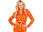 Camicetta Groovy Da Donna Anni '70 Schlager Hippie Taglia S - Xl - Bolle Arancioni S/M