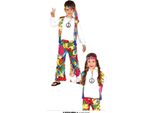 Hippie Kids Outfits 60S Fascia Gilet Pantaloni Carnevale Flower Power Stile Retrò, Taglia: 98/104 Colore: Multicolore