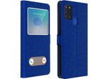 Samsung Galaxy A21S Flip Cover Con Doppia Finestra E Funzione Stand - Blu