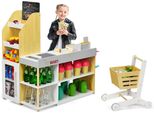 Supermercato Costway Con Carrello Della Spesa, Bancarella Del Supermercato Con Lavagna, Incluso Registratore Di Cassa, Scanner, Lettore Di Carte, Carta Di Credito E Monete, Gioco Di Ruolo Per Bambini Dai 3 Anni In Su
