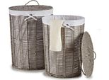 Cesto Portabiancheria Kipit Bianco Grigio In Vimini 40 L 76 L 44 X 56 X 44 Cm