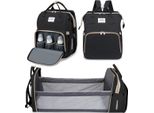 Borsa Fasciatoio Zaino Multifunzionale Oxford Grande Zaino Fasciatoio Borsa Per Bambini Zaino Da Viaggio Unisex Borsa Per Pannolini Per Mamma, Papà, Nero