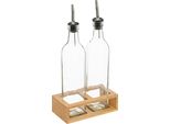 5Five Simply Smart Essig- Und ÖLmenagerie Mit 2 Spenderflaschen, Glas, Bambus, 480 Ml, 181823