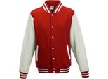 Just Hoods JH043 | Giacca Varsity / Giacca College - Colore: Rosso Fuoco/Bianco - Taglia: 3XL