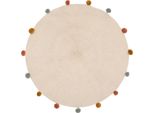 Tappeto Per Bambini - Cotone E Pompon - Beige - D90 Cm - Atmosphera CréAteur D'intéRieur