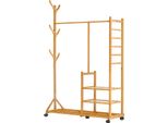 Yorbay Appendiabiti In Bambù Con Binario Per Abiti E Ripiani, Appendiabiti Con Scarpiera, 100 X 38 X 176Cm