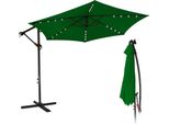 Jopassy Ombrellone Verde Led Solare Ø350Cm Ombrellone Da Giardino Ombrello Da Mercato Ombrello A Manovella Balcone Alluminio Inclinabile