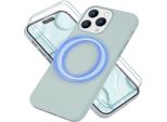 Custodia Magsafe Con 2X Vetro Protettivo Per Iphone 14 Pro Max, Custodia In Silicone Facile Da Pulire Verde