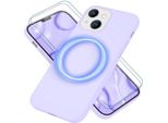 Custodia Magsafe Con 2X Vetro Protettivo Per Iphone 14, Cover Per Cellulare In Silicone Easy Clean Viola