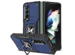 Wozinsky Anello Armatura Caso Samsung Galaxy Z Fold 4 Armato Caso Magnetico Titolare Anello Blu
