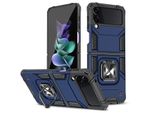 Wozinsky Anello Armatura Caso Samsung Galaxy Z Flip 4 Armato Caso Magnetico Supporto Anello Blu